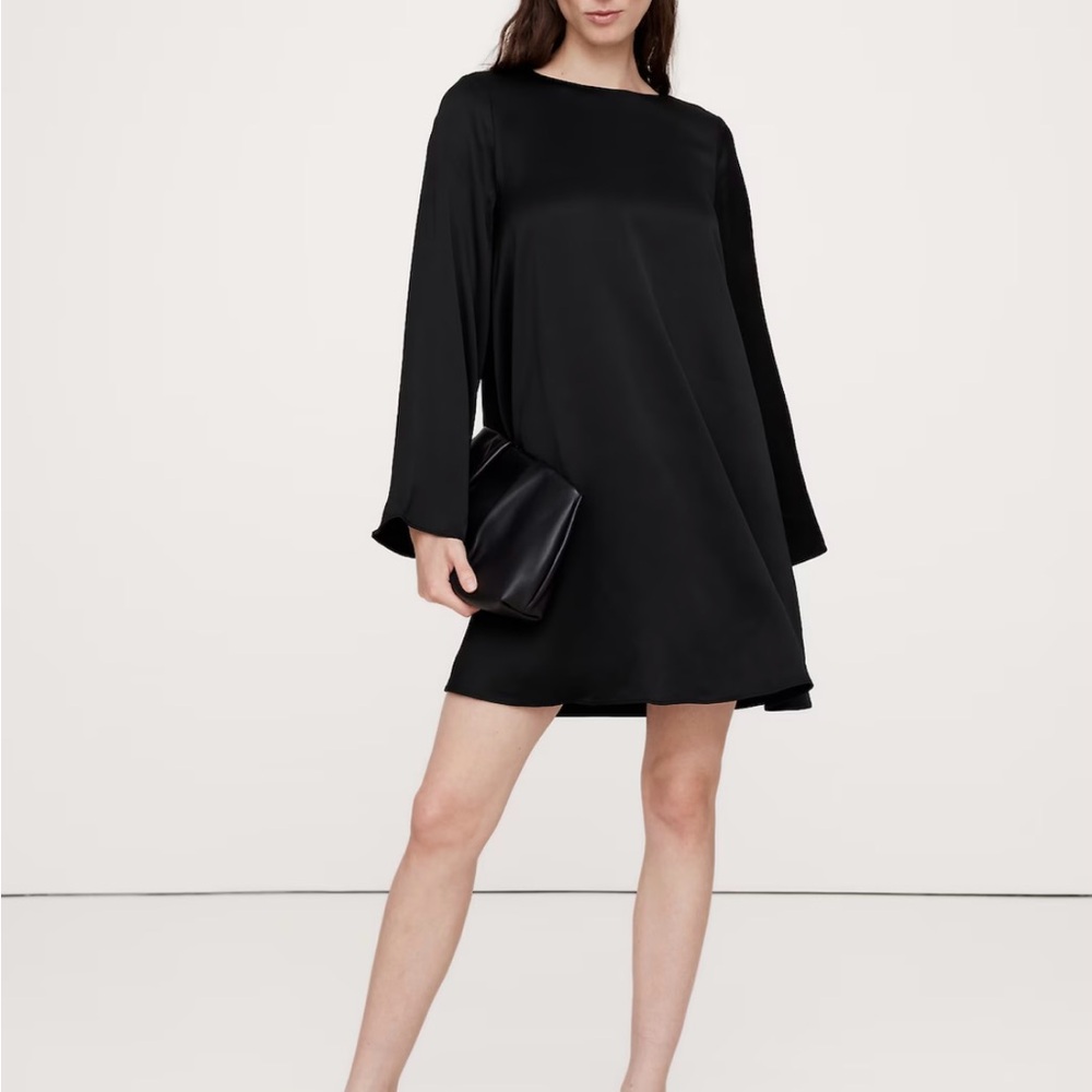 Italian Satin Long Sleeve Mini Dress